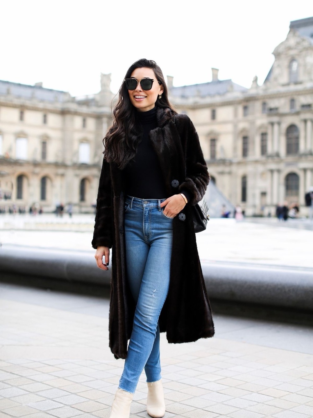 Dark Brown Long Faux Fur Coat